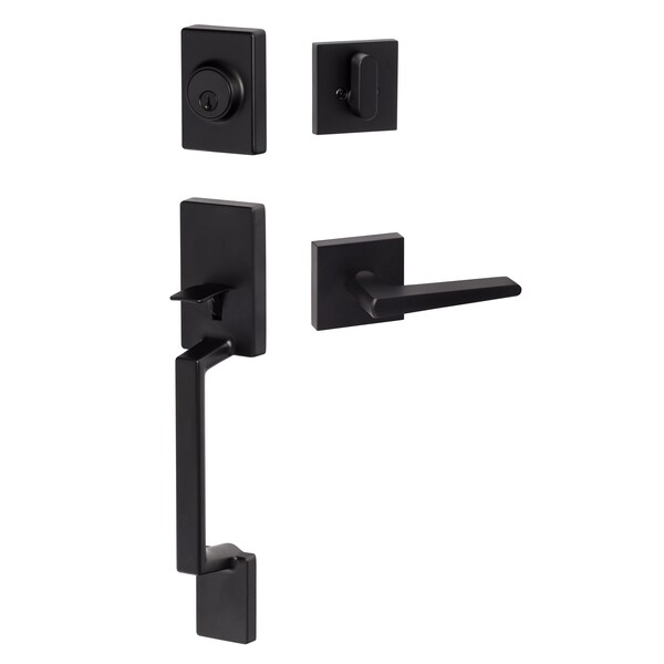 Sure-Loc Hardware Sure-Loc Hardware Stockholm Handleset, Basel Square Handleset Trim, Flat Black SH507-S-BS-SQ FBL - main